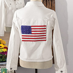 Hand Beaded Flag Denim Jacket Image 1
