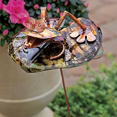 Copper Lily Pad Garden Stake Image 1