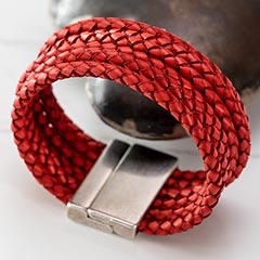 Red Leather Wrap Bracelet Image 2