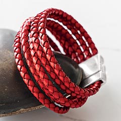 Red Leather Wrap Bracelet Image 1