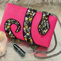 Magenta Serpentine Clutch Image 1
