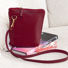 Crimson Leather Crossbody Bag Image 1