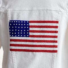 Hand Beaded Flag Denim Jacket Image 2