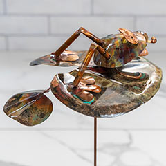 Copper Lily Pad Garden Stake Image 3