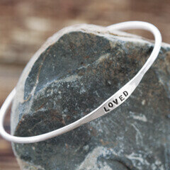 "Loved" Silver Bangle Image 1